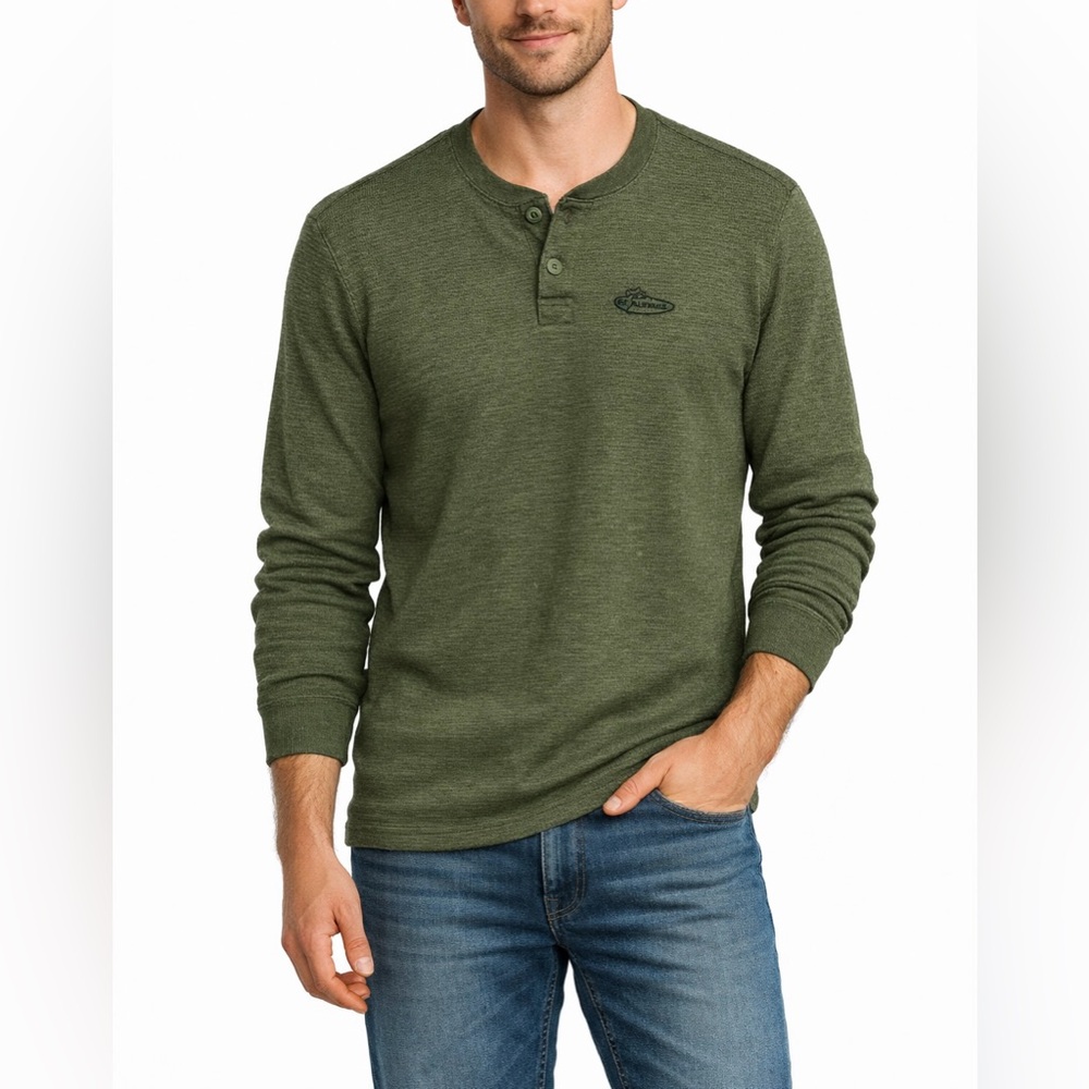Realtree Henley Shirt | Waffle Knit | Olive Green | Men's Medium | Outdoor